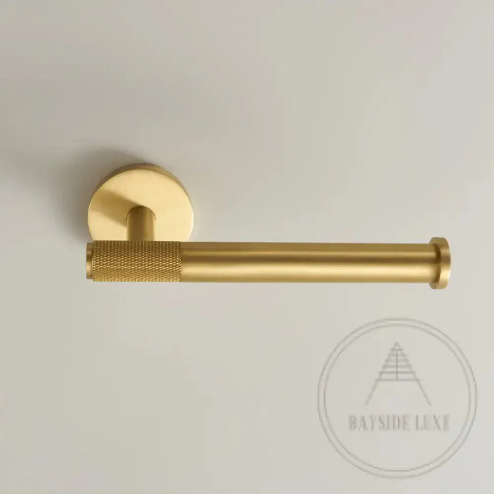 Bathroom Accessories Bayside Luxe - Knurled Solid Satin Brass Toilet Roll Holder - Mosman Range