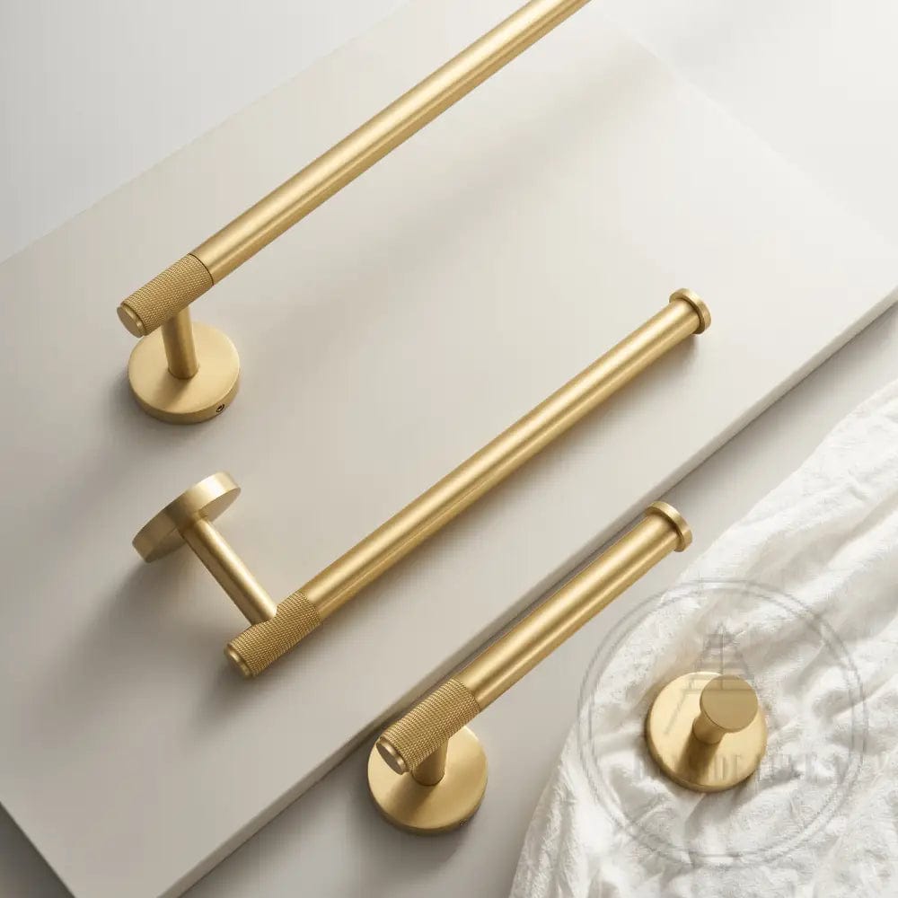 Bathroom Accessories Bayside Luxe - Knurled Solid Satin Brass Toilet Roll Holder - Mosman Range