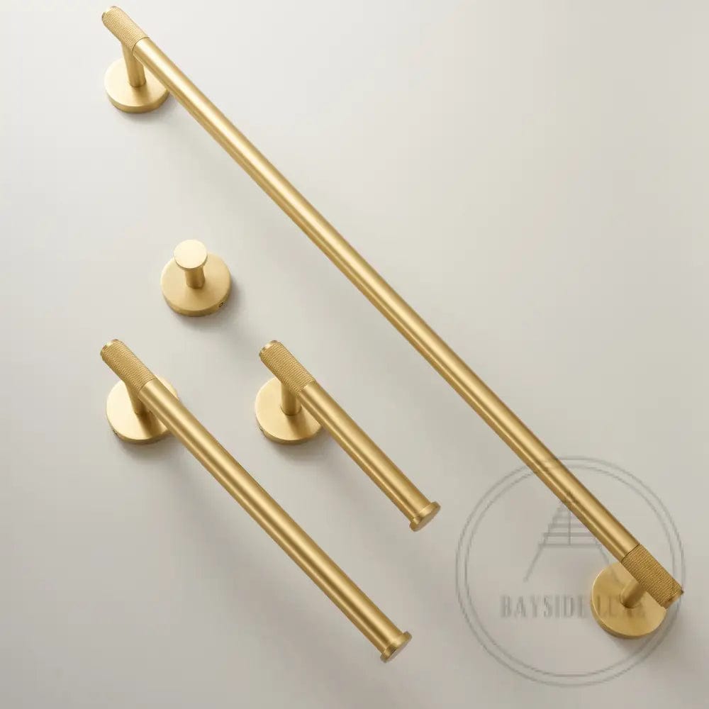 Bathroom Accessories Bayside Luxe - Knurled Solid Satin Brass Toilet Roll Holder - Mosman Range