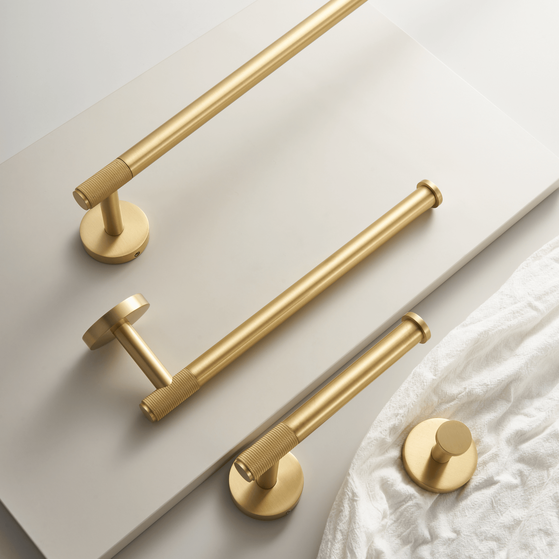 Bathroom Accessories Bayside Luxe - Knurled Solid Satin Brass Towel Hook - Mosman Range