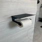 Bathroom Accessory Sets Luxe Abode - Toilet Roll Holder and Phone Shelf in One - Matt Black and Silver