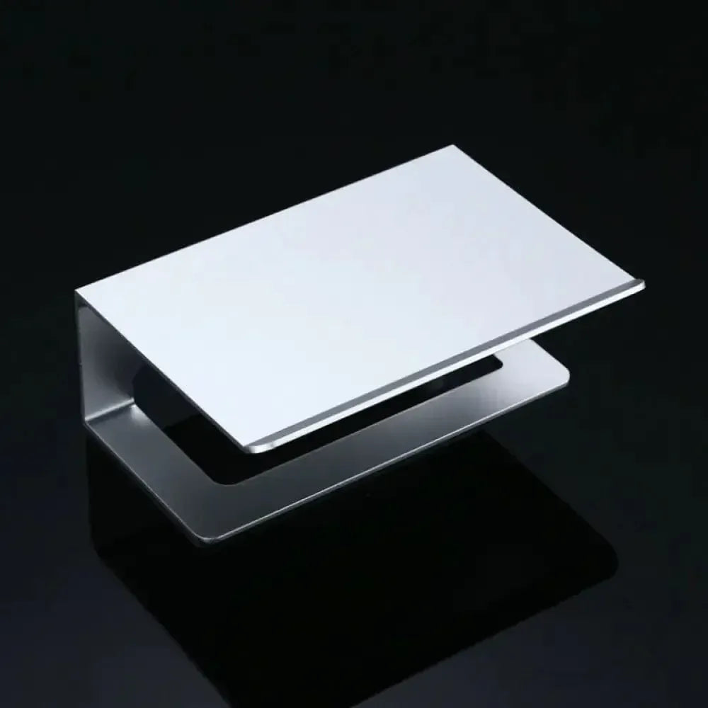 Bathroom Accessory Sets Silver Luxe Abode - Toilet Roll Holder and Phone Shelf in One - Matt Black and Silver