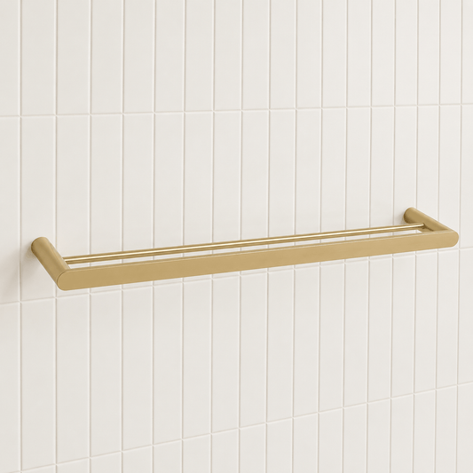Bathroom Middle Park Bath Double Towel Holder 800mm - Satin Brass