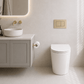 Bathroom Noosa Ceramic Toilet with Rectangle Satin Brass Flush Plate