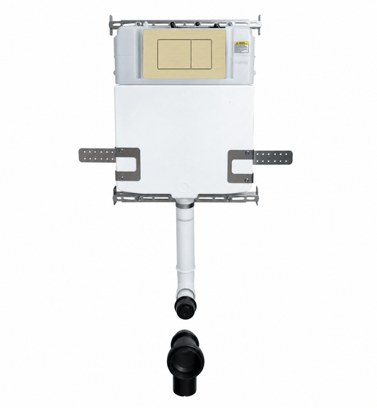 Bathroom Noosa Ceramic Toilet with Rectangle Satin Brass Flush Plate