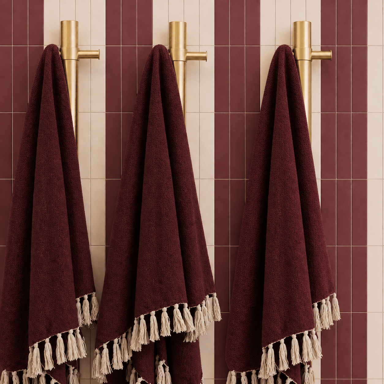 Bathroom Noosa Heated Double Towel Rail - Satin Brass