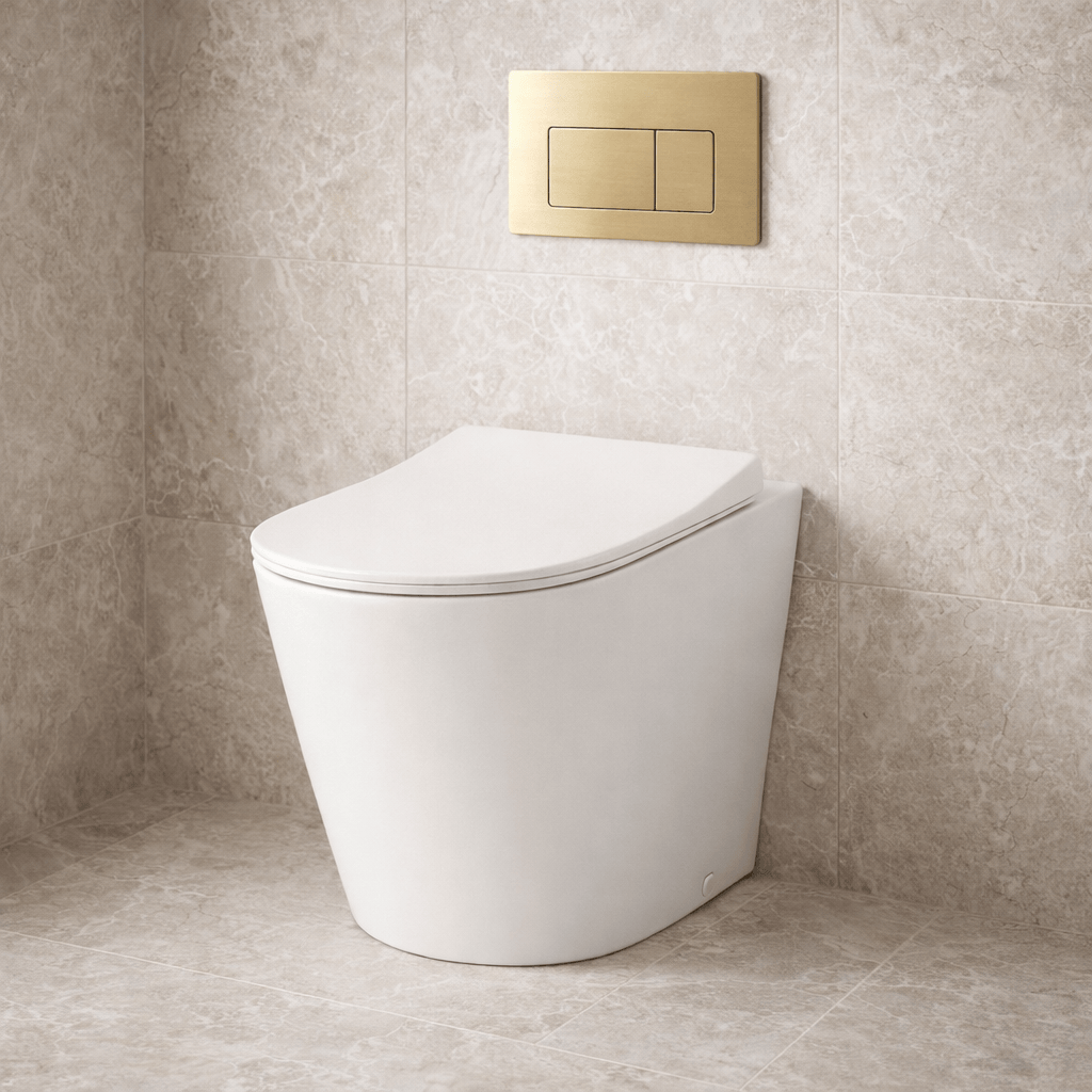 Bathroom Noosa Rectangle Toilet Flushplate - Satin Brass