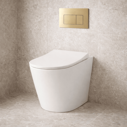 Bathroom Noosa Rectangle Toilet Flushplate - Satin Brass