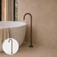 Bathroom Portsea Knurled Floor Mount Bath Tap - Antique Brass