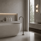 Bathroom Portsea Knurled Floor Mount Bath Tap - Gunmetal