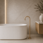 Bathroom Portsea Knurled Floor Mount Bath Tap - Satin Brass