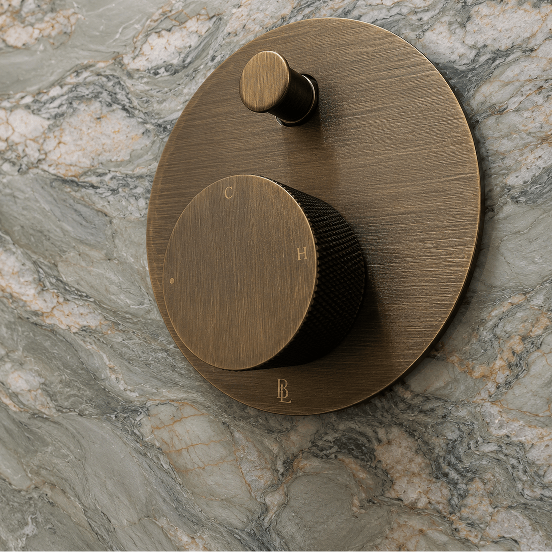 Bathroom Portsea Knurled Shower Diverter - Antique Brass