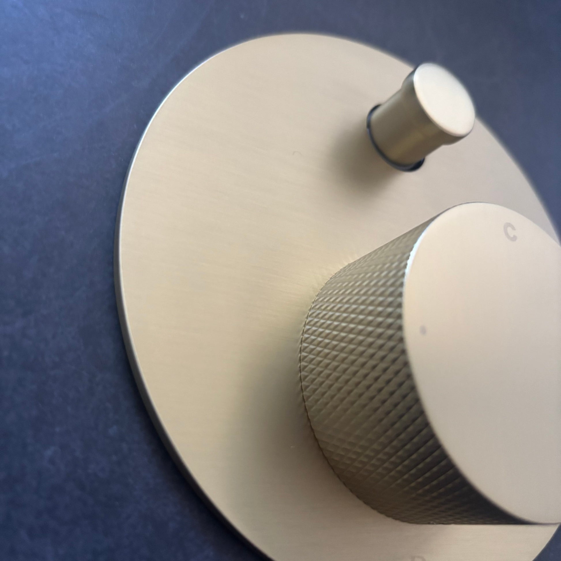 Bathroom Portsea Knurled Shower Diverter - Satin Brass