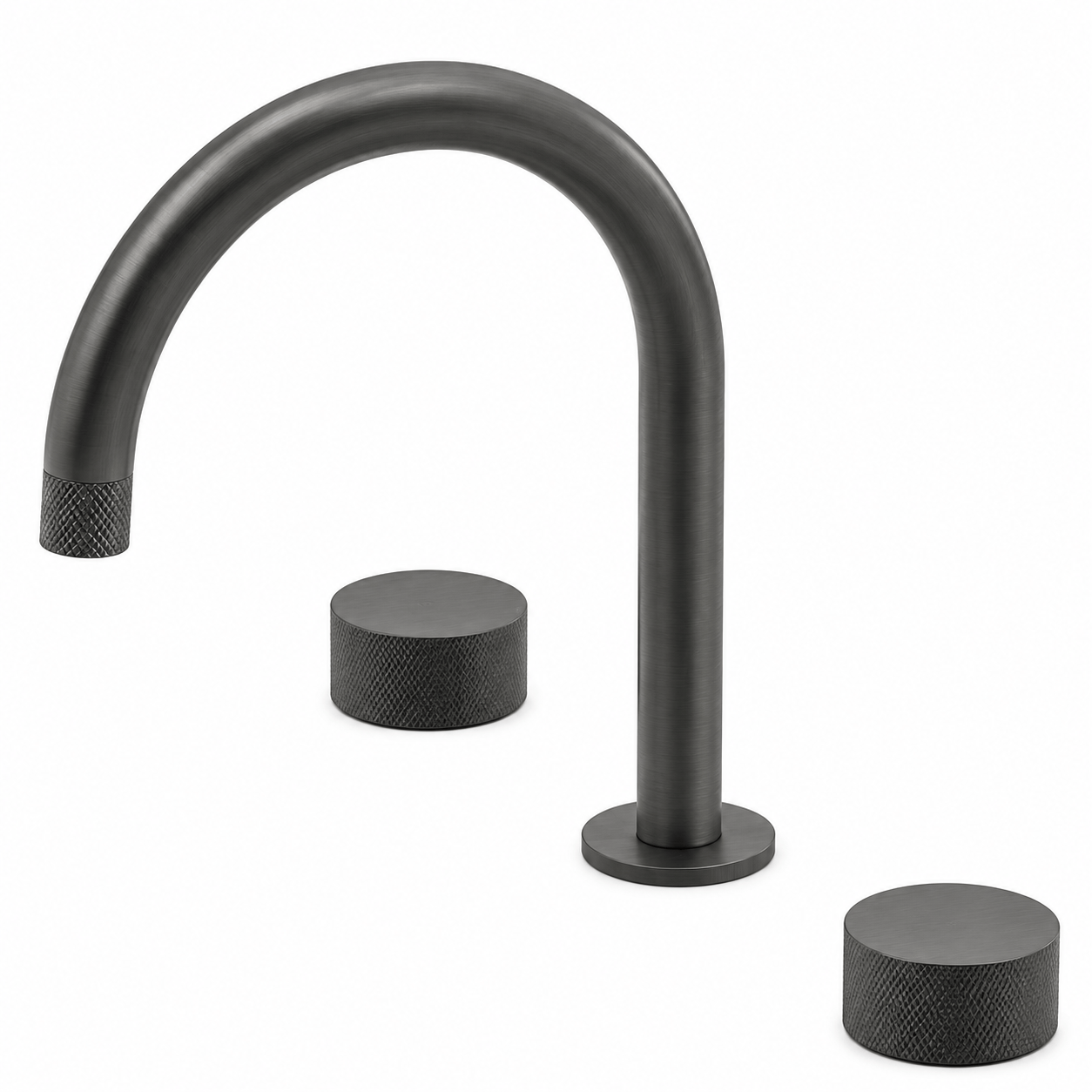 Bathroom Portsea Knurled Spout and Double Mixer - Gunmetal
