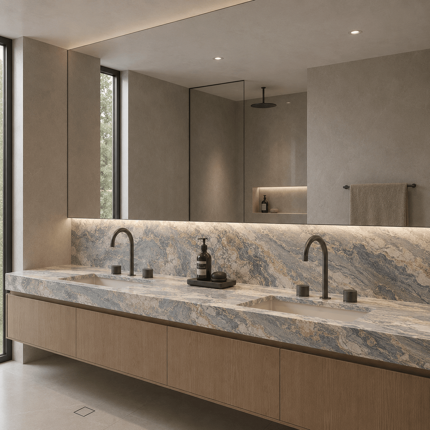 Bathroom Portsea Knurled Spout and Double Mixer - Gunmetal