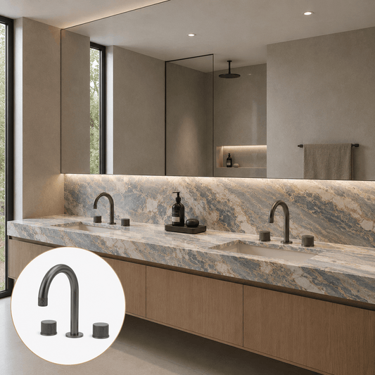 Bathroom Portsea Knurled Spout and Double Mixer - Gunmetal