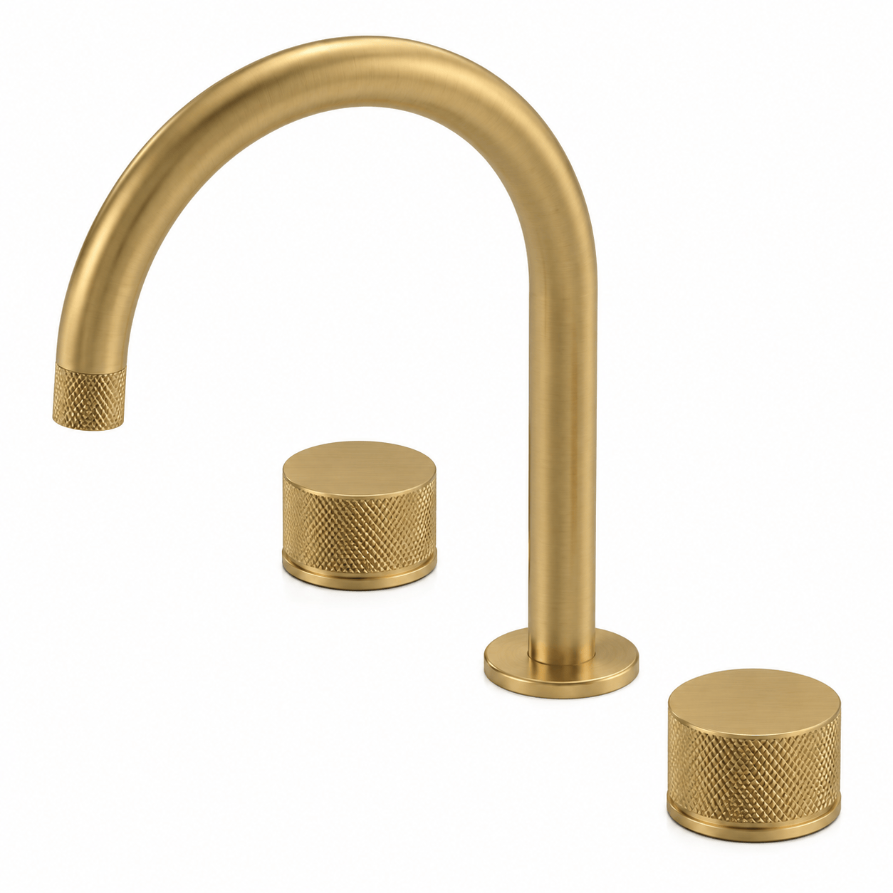 Bathroom Portsea Knurled Spout and Double Mixer - Satin Brass