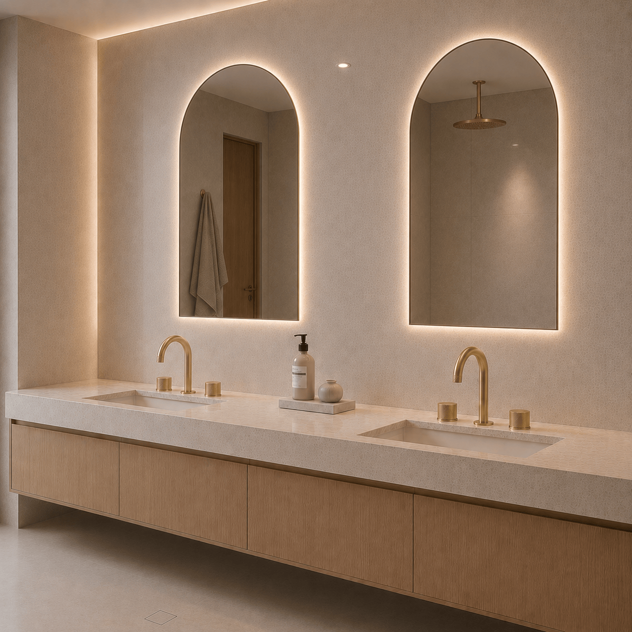 Bathroom Portsea Knurled Spout and Double Mixer - Satin Brass
