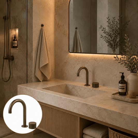 Bathroom Portsea Knurled Spout and Single Mixer - Antique Brass