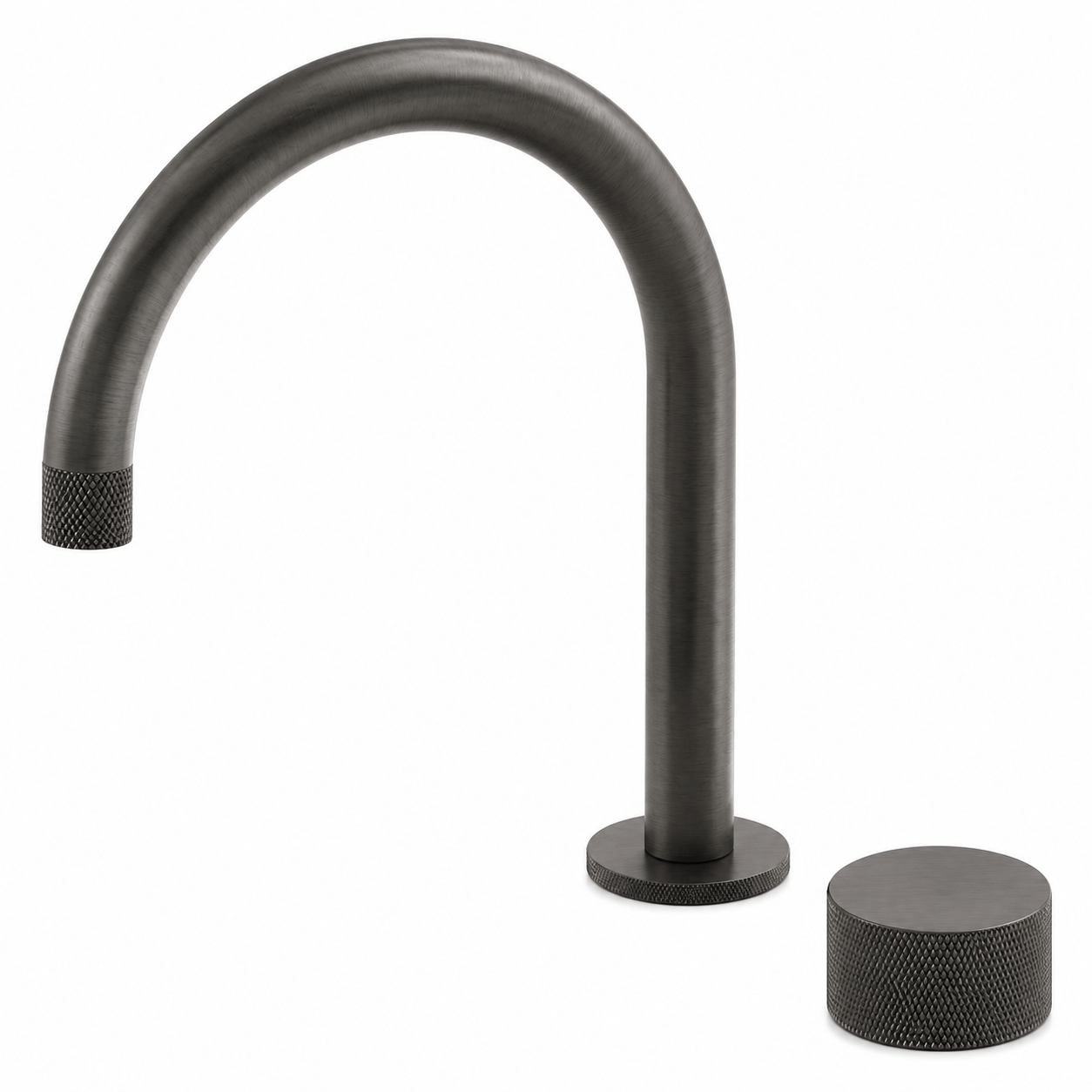 Bathroom Portsea Knurled Spout and Single Mixer - Gunmetal