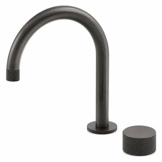 Bathroom Portsea Knurled Spout and Single Mixer - Gunmetal