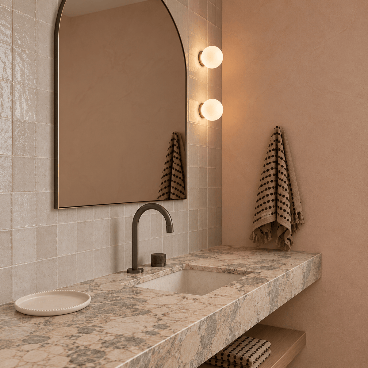 Bathroom Portsea Knurled Spout and Single Mixer - Gunmetal