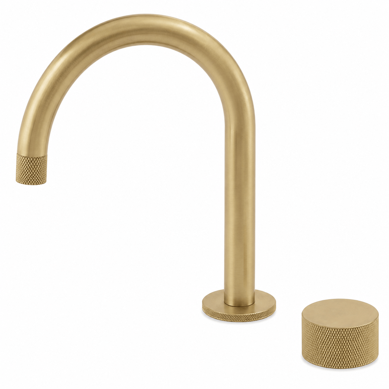 Bathroom Portsea Knurled Spout and Single Mixer - Satin Brass