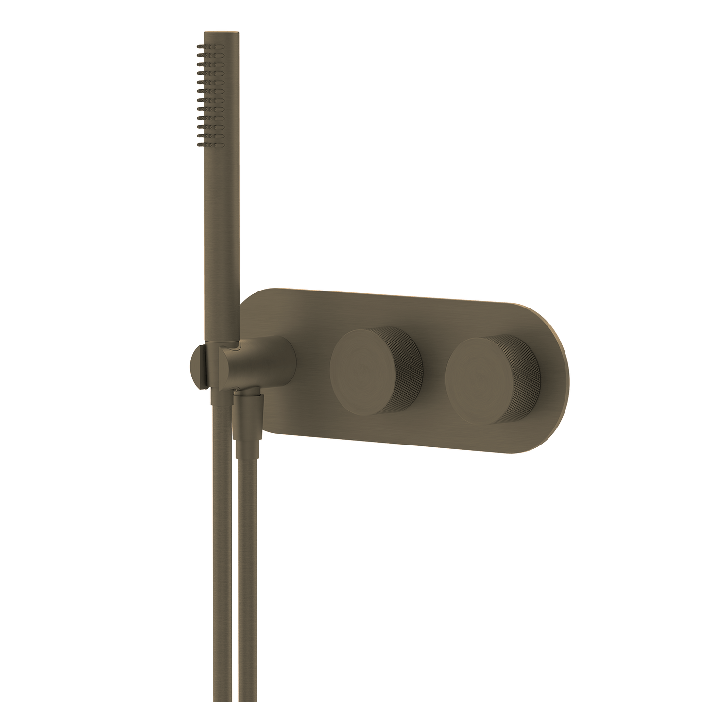 Bathroom Portsea Knurled Wall Mount Hand Shower and Mixers Antique Brass