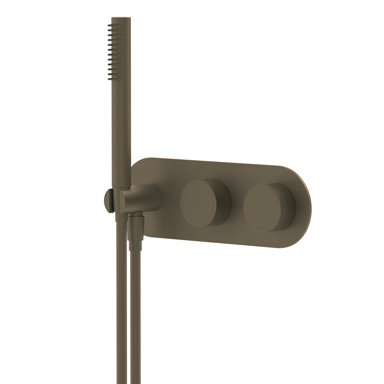 Bathroom Portsea Knurled Wall Mount Hand Shower and Mixers Antique Brass