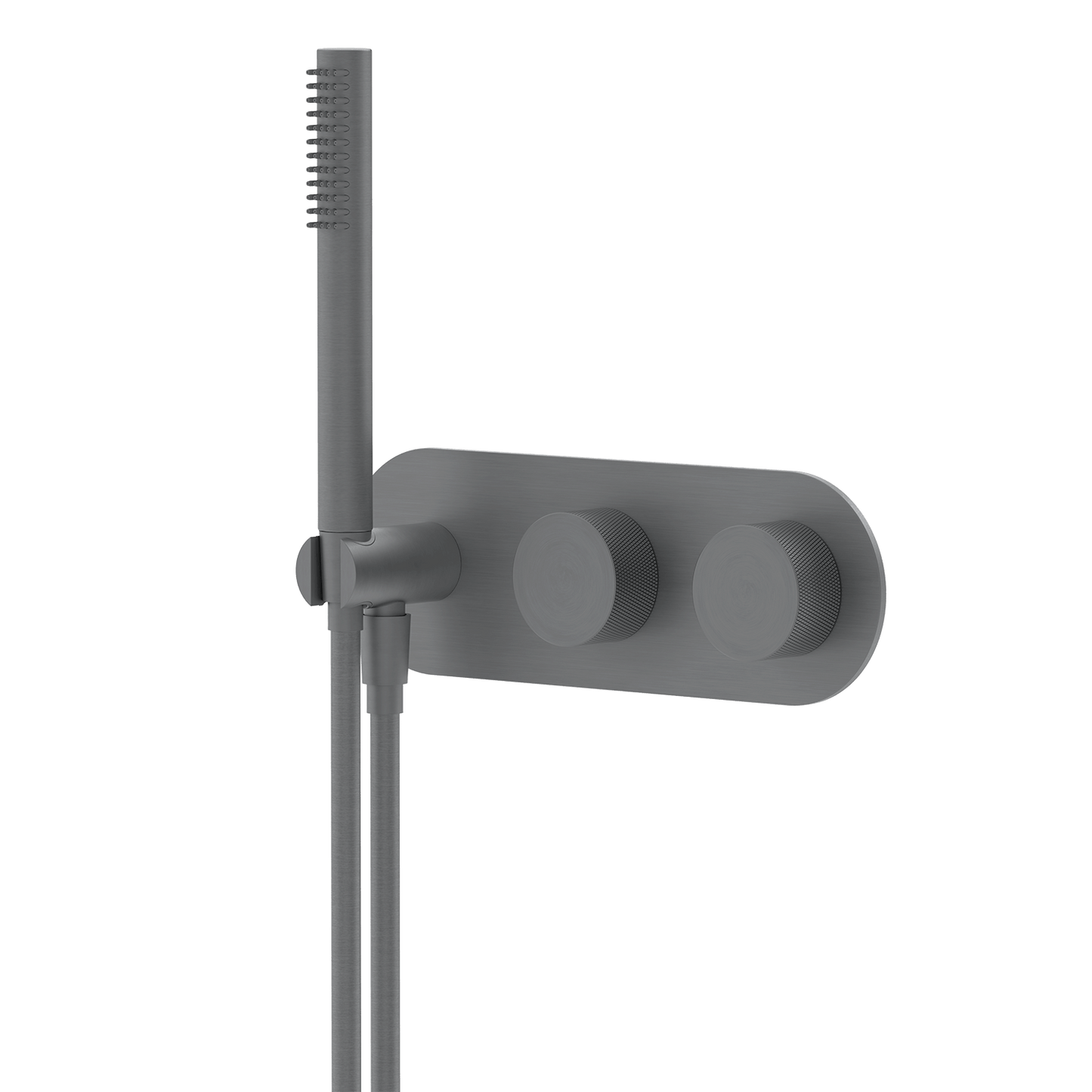 Bathroom Portsea Knurled Wall Mount Hand Shower and Mixers Gunmetal