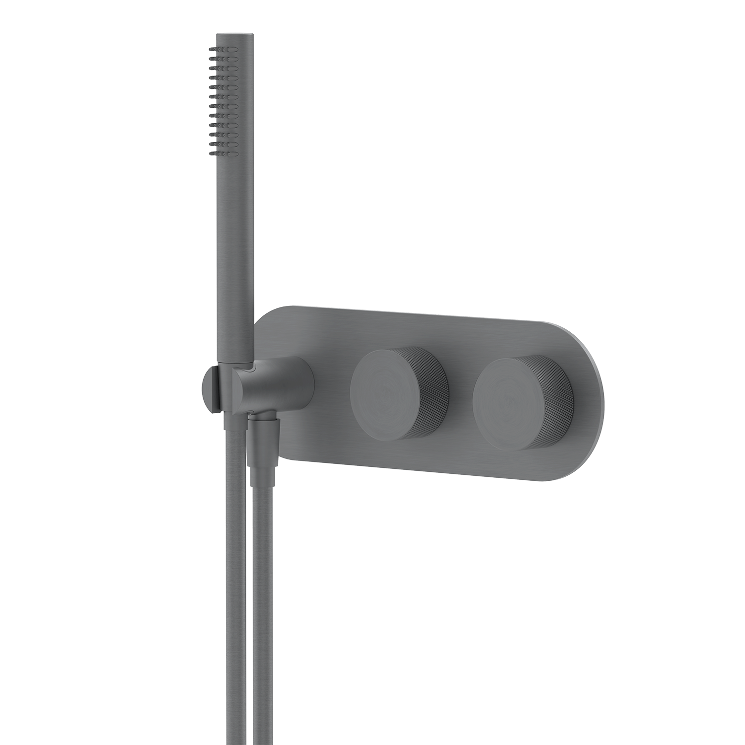 Bathroom Portsea Knurled Wall Mount Hand Shower and Mixers Gunmetal