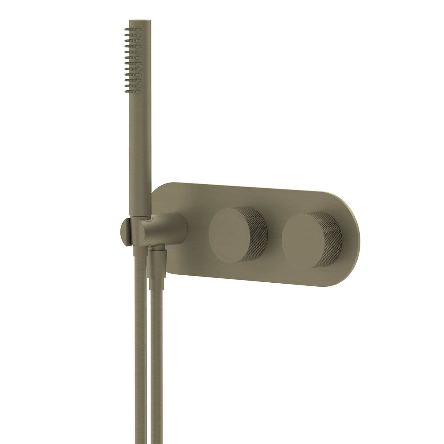 Bathroom Portsea Knurled Wall Mount Hand Shower and Mixers Satin Brass