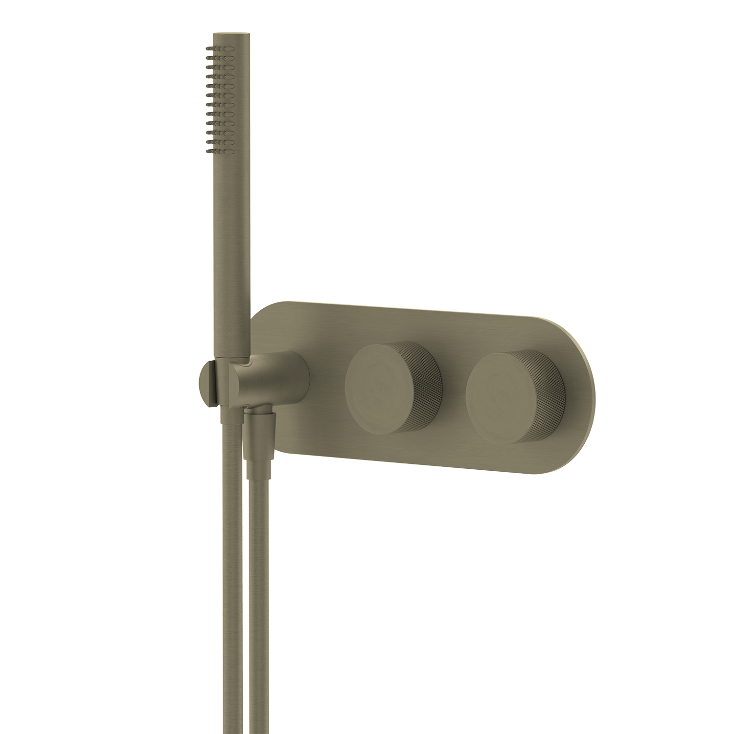 Bathroom Portsea Knurled Wall Mount Hand Shower and Mixers Satin Brass