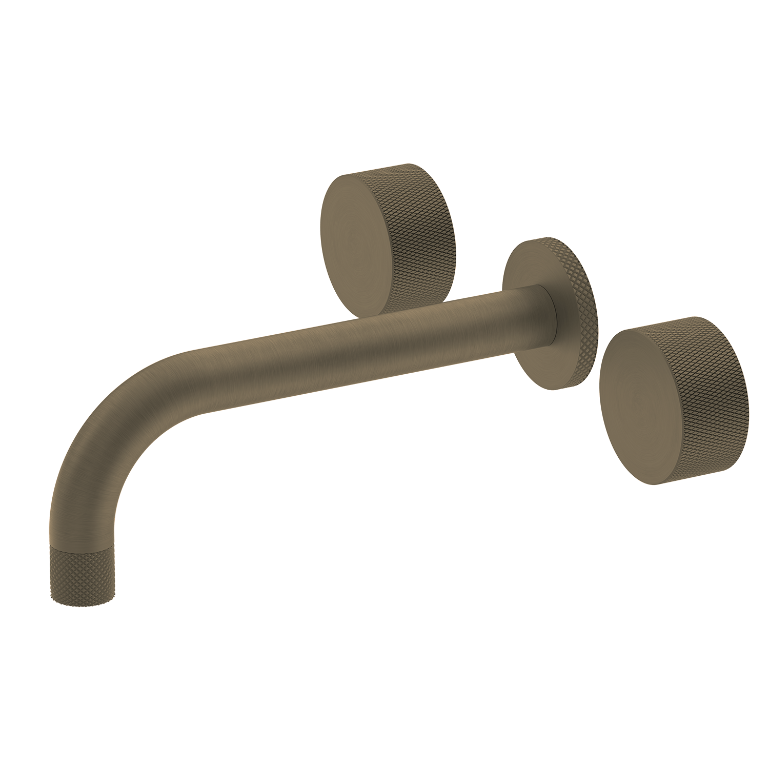 Bathroom Portsea Knurled Wall Mount Spout and Dual Mixer Antique Brass