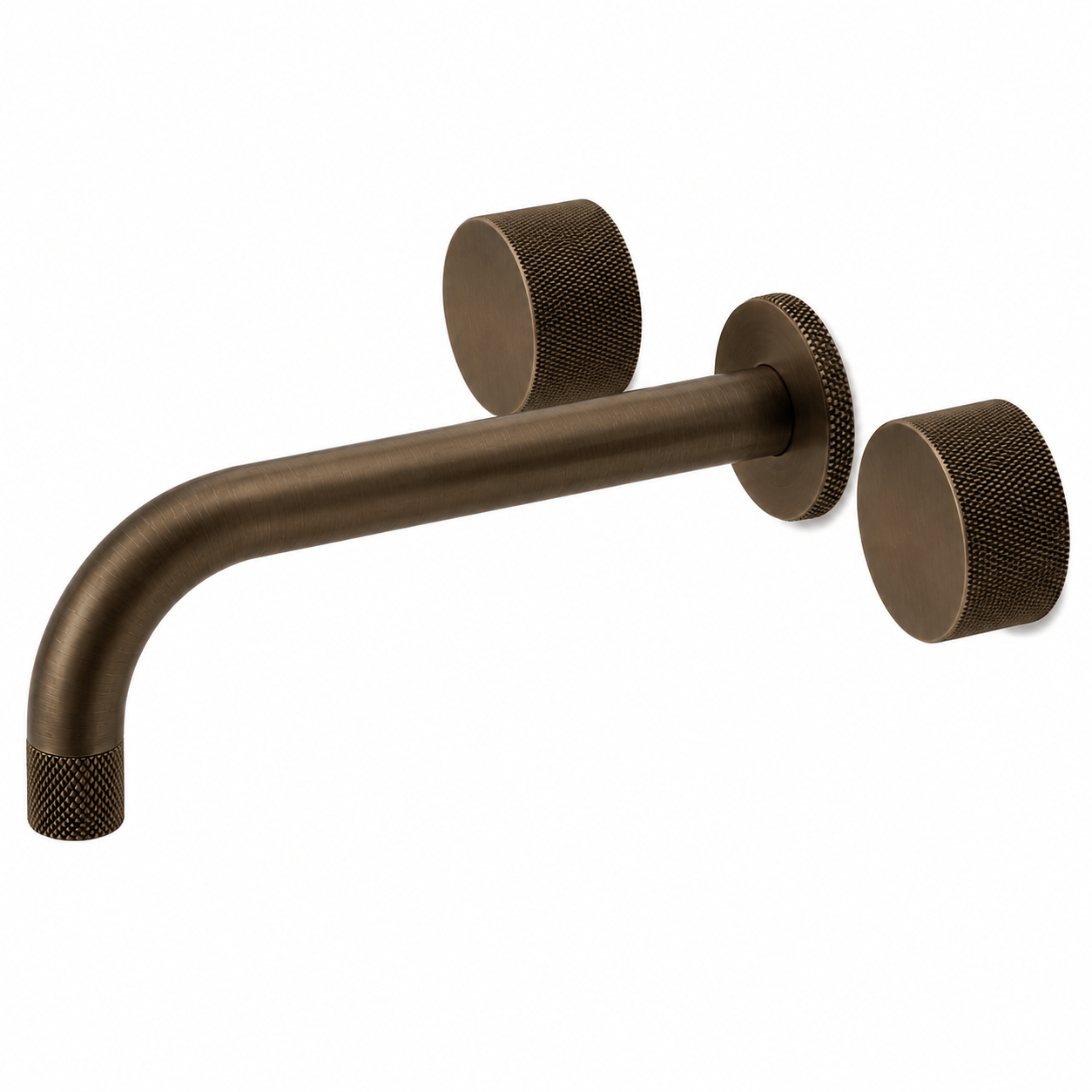 Bathroom Portsea Knurled Wall Mount Spout and Dual Mixer - Antique Brass