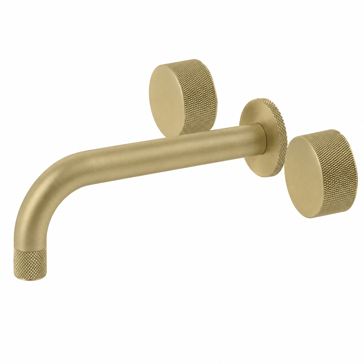 Bathroom Portsea Knurled Wall Mount Spout and Dual Mixer - Satin Brass
