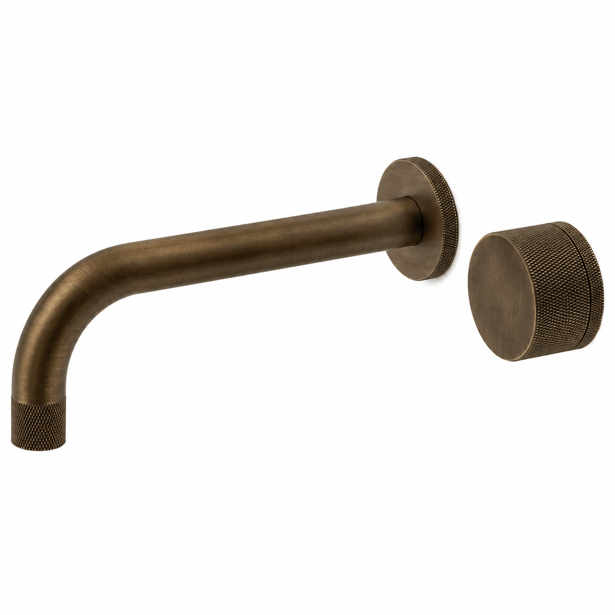 Bathroom Portsea Knurled Wall Mount Spout and Single Mixer - Antique Brass
