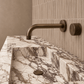 Bathroom Portsea Knurled Wall Mount Spout and Single Mixer - Antique Brass