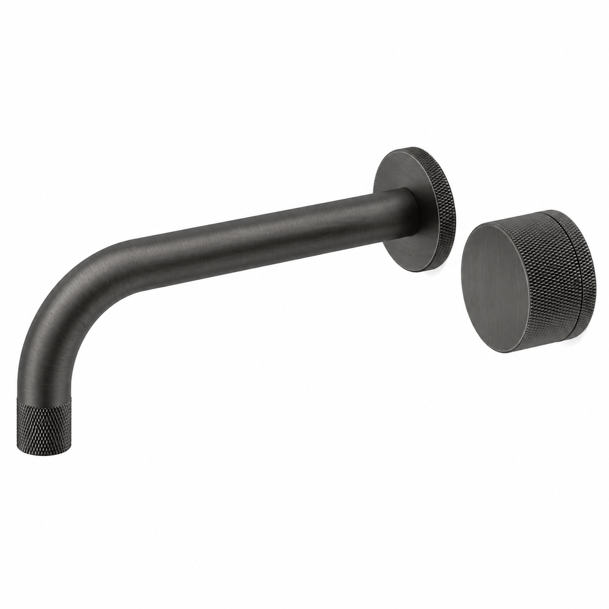 Bathroom Portsea Knurled Wall Mount Spout and Single Mixer - Gunmetal