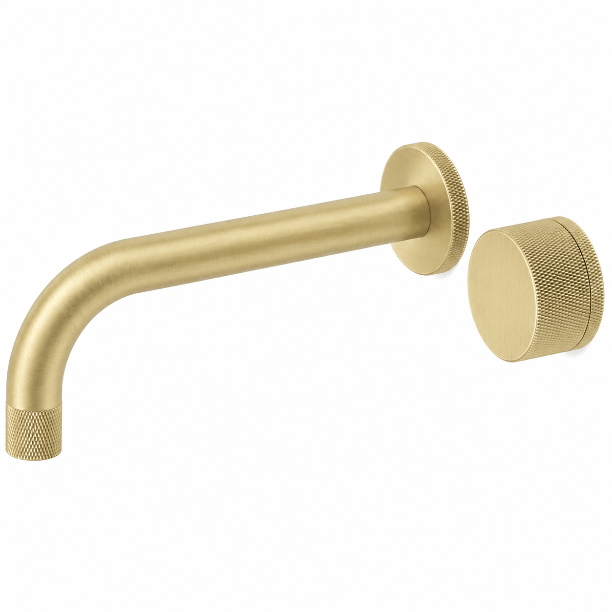 Bathroom Portsea Knurled Wall Mount Spout and Single Mixer - Satin Brass