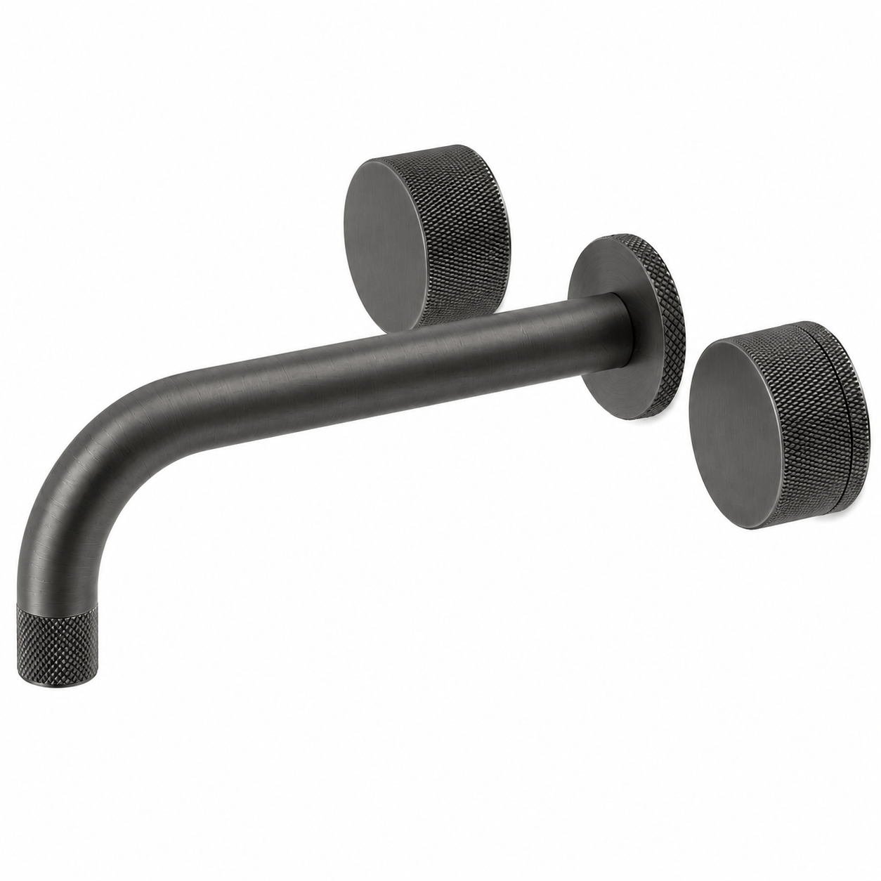 Bathroom Portsea Wall Knurled Wall Mount Spout and Dual Mixer - Gunmetal
