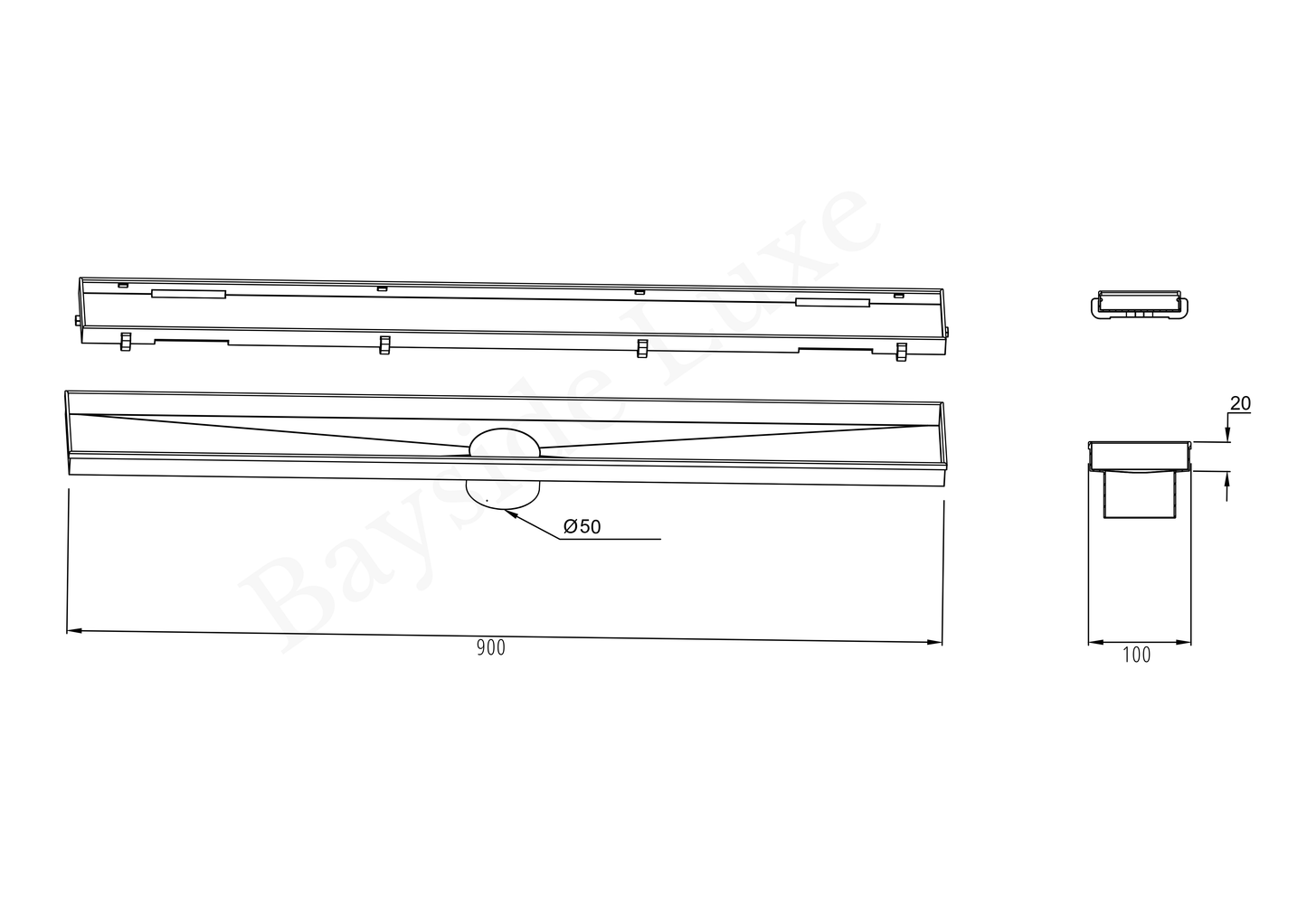 Bathroom Sandringham Tile Insert Floor Waste 900mm - Antique Brass
