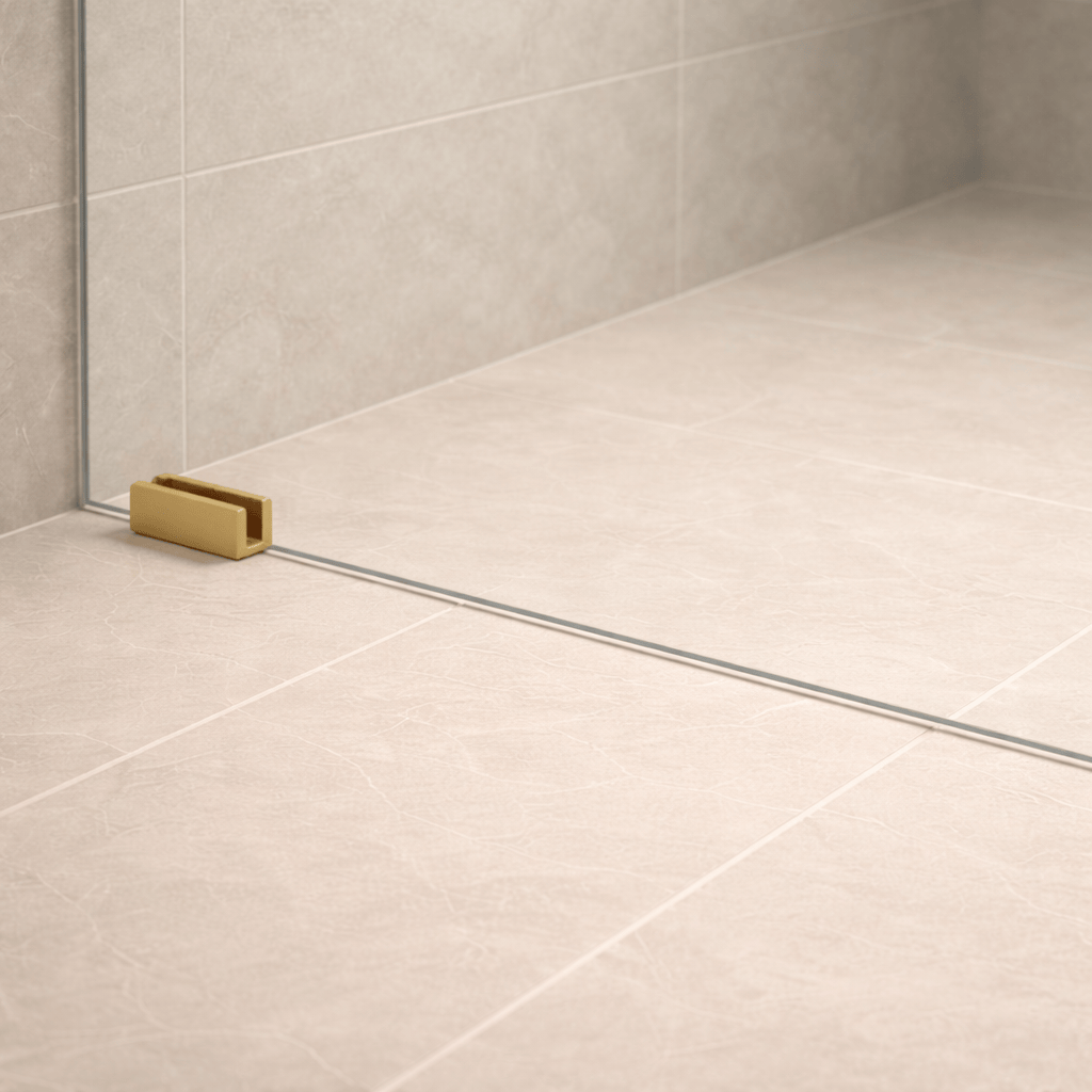 Bathroom Sydney Shower Glass Floor Bracket - Satin Brass