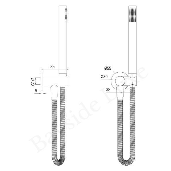 Bathroom Vaucluse Inline Hand Shower Wand Antique Brass