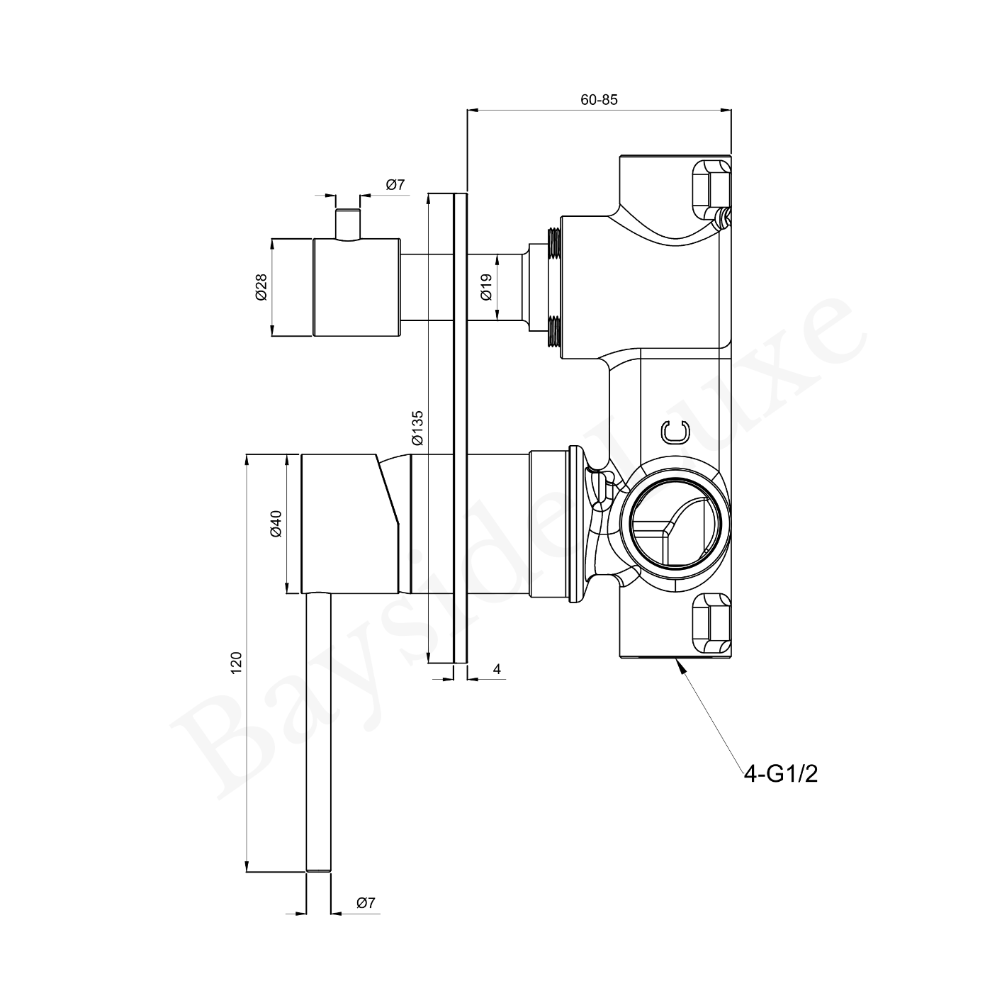 Bathroom Vaucluse Mixer Tap with Concealed Diverter Antique Brass