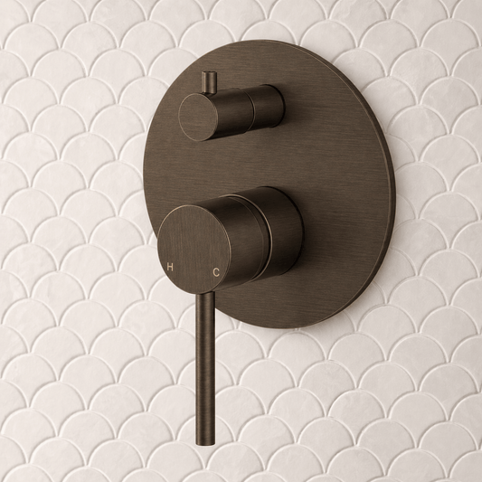 Bathroom Vaucluse Mixer Tap with Concealed Diverter - Antique Brass
