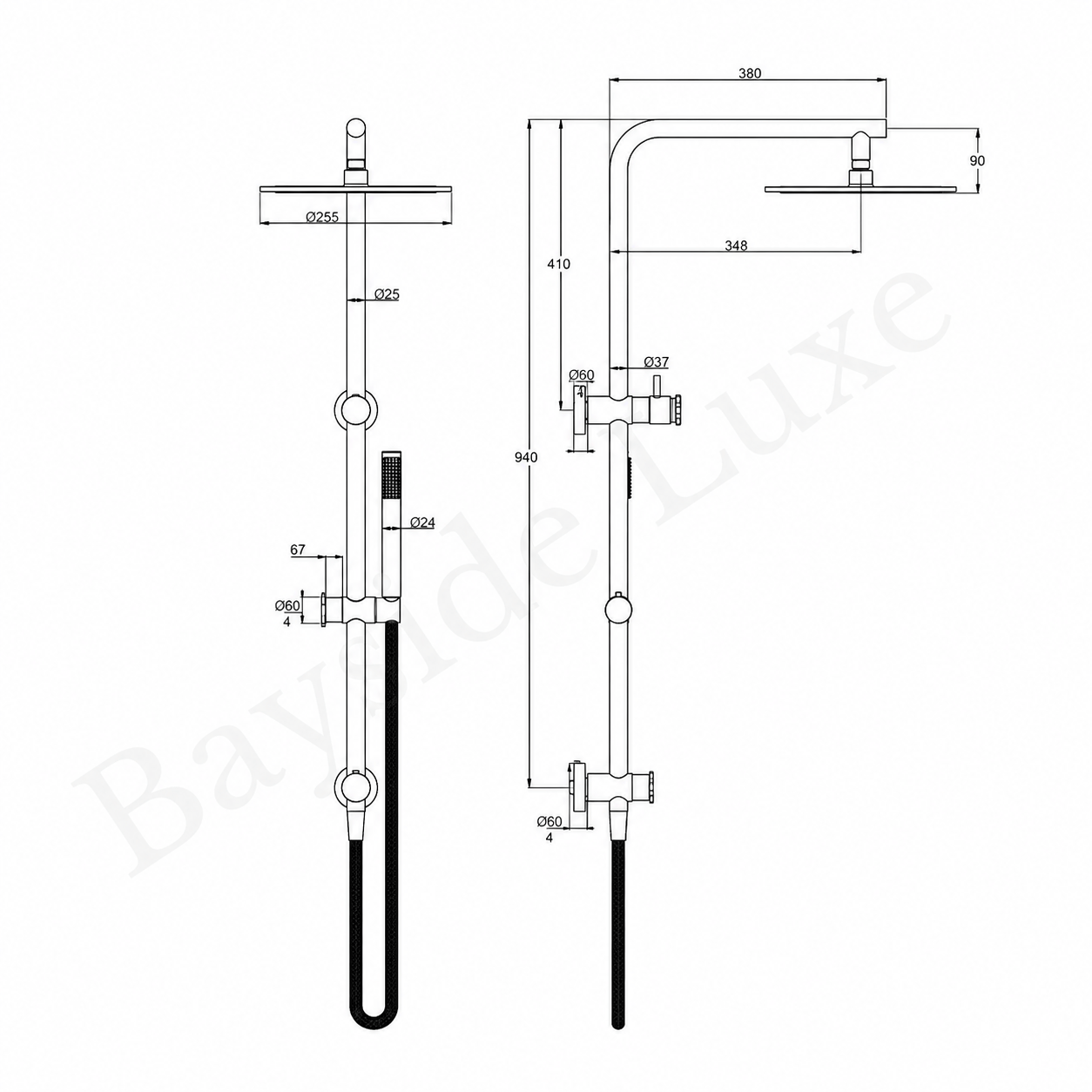 Bathroom Vaucluse Rain Shower with Hand Shower Spray - Antique Brass