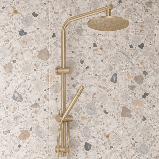 Bathroom Vaucluse Rain Shower with Hand Shower Spray - Satin Brass