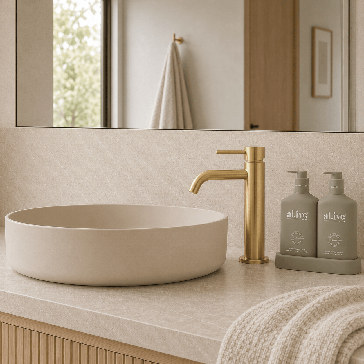 Bathroom Vaucluse Short Basin Mixer - Satin Brass