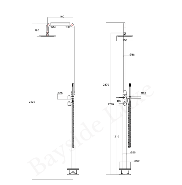 Bathroom Vaucluse Shower with Hand Shower Spray Antique Brass